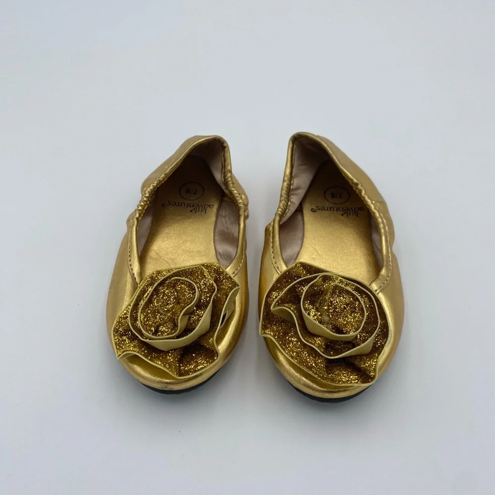 Gold Little Adventures Flower Dress Up flats